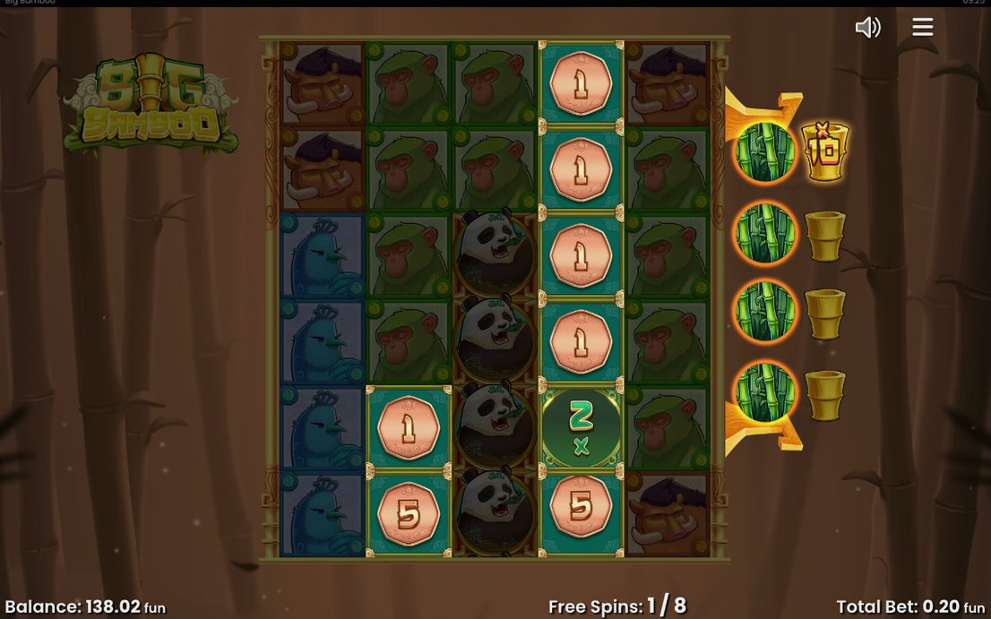 Free Games Feature with the right-hand Low-Symbol conversion meter